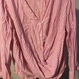 Long sleeve rayon pink stripped shirt
